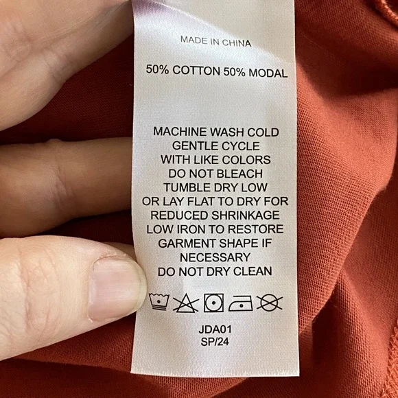 Quince Womens V-Neck Cotton Modal T Shirt Size L Burnt Sienna Capsule Minimalist - Picture 6 of 11